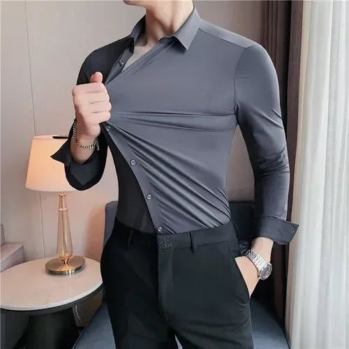 Premium Men's Ultra-Stretch Shirt - High-Quality Silky Business Formal