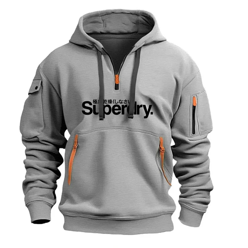 Autumn and Winter Warm Men's Hoodie Long Daily Outdoor Multi Pocket