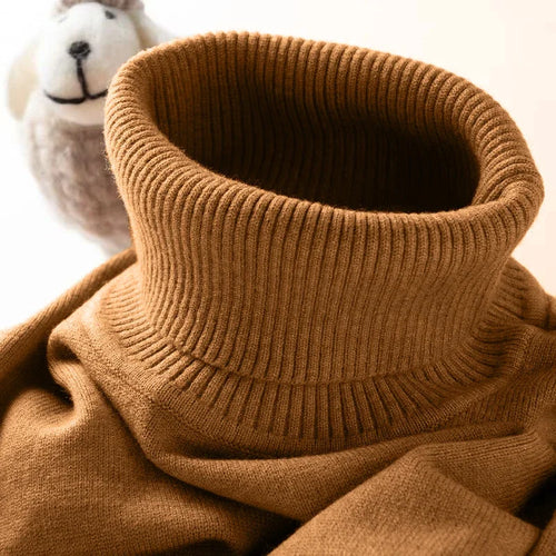 Mens Turtleneck Sweater Slim Fit Knitted Casual Pullover Lightweight