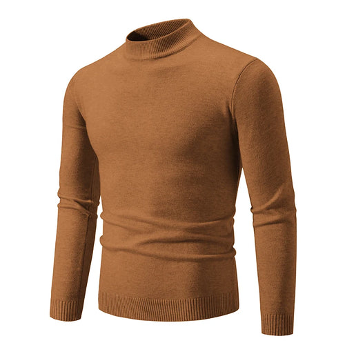 New Sweatwear Men's Half Neck Basic Solid Color Sweaters Round Neck