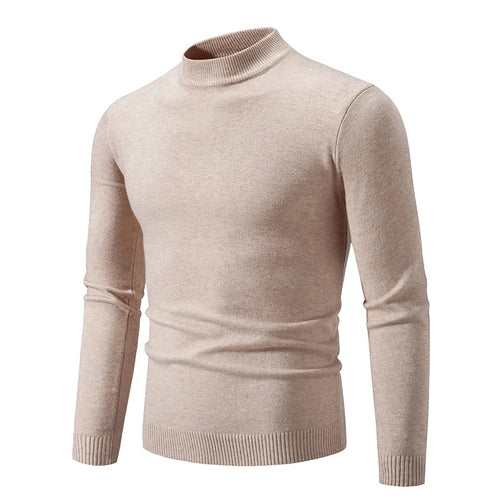 New Sweatwear Men's Half Neck Basic Solid Color Sweaters Round Neck