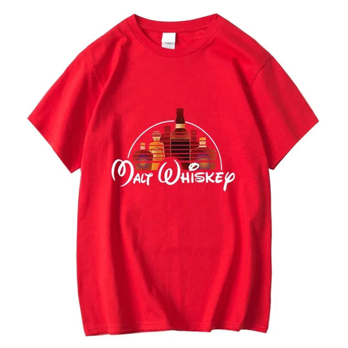 Summer Men's T-shirt 100% Cotton Funny Malt Whiskey Print Summer Loose