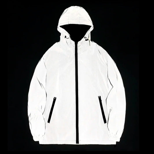 New Couple Night Reflective Clothing Solid Color Jacket Polyester