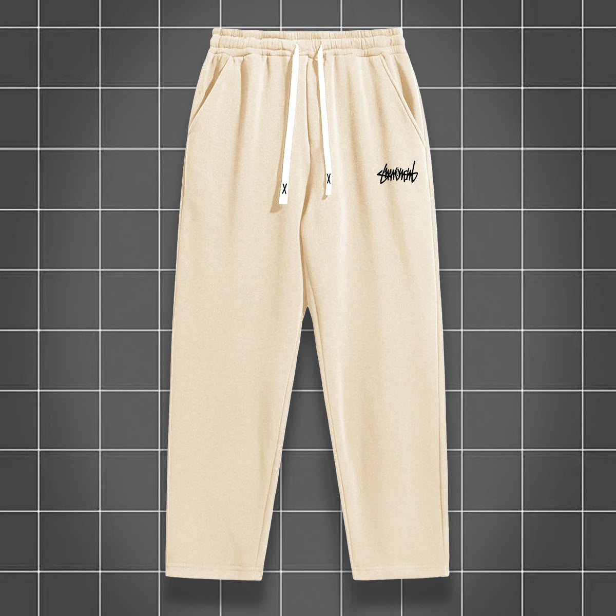 Men's solid color straight leg jogging pants, suitable for casual