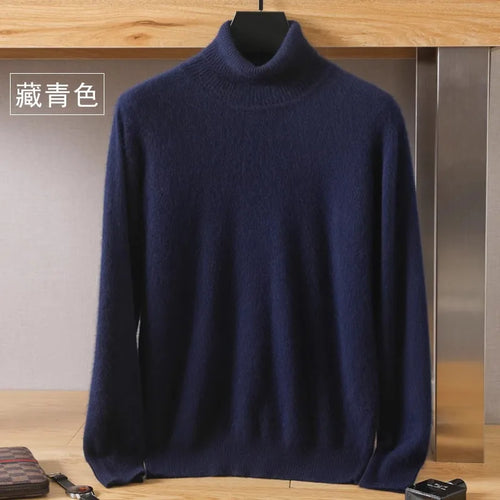 Men's 100% pure Mink velvet Cashmere Sweater High Lapels Pullovers