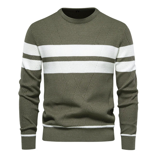 New Autumn Pullover Men's Sweater O-neck Patchwork Long Sleeve Warm