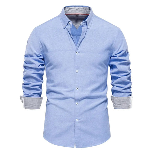 AIOPESON New Spring Cotton Blend Men's Oxford Shirt Long Sleeve Button