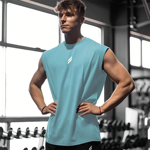 NEW Summer Fitness Sports Tank Top Men Breathable Loose Mesh Training