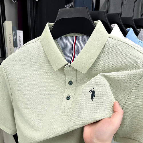 100% pure cotton high-end brand men's short sleeve polo shirt summer