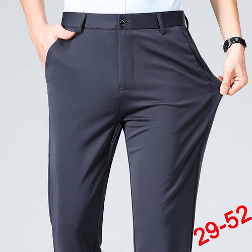 Plus Size Trousers Men Business Suit Pants Stretch Formal Dress Pants