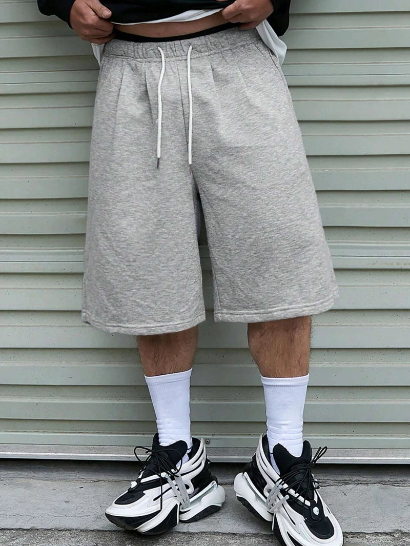 Men's Drawstring Waistband Loose Fit Shorts Sweat Long Holographic