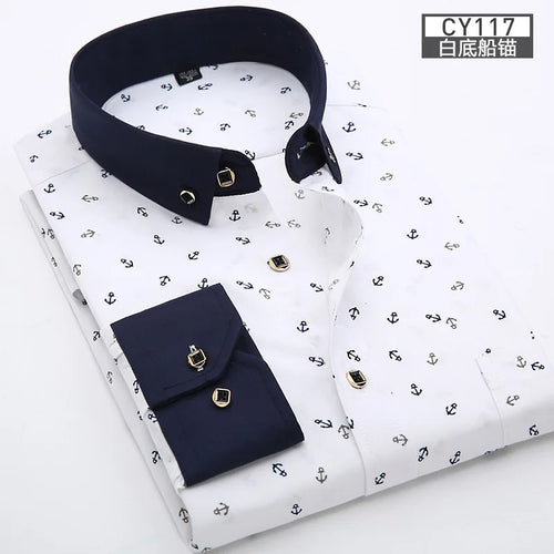 New men's shirt Thin long-sleeved printed spring/summer non-ironing