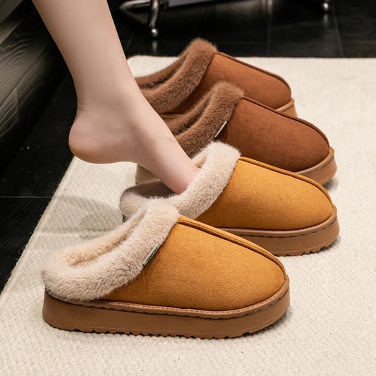Women Fluffy Slippers for Autumn Winter Indoor EVA Thick Sole