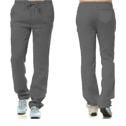 Men's Cotton Linen Pants Male Autumn New Breathable Solid Color Linen