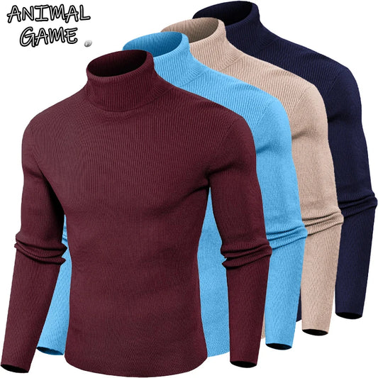 Animal Game Luxury Men's Cold Blouse Casual Sweaters Woolen Turtleneck