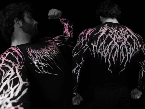 Men's Compression Sports Shirt  Gothic Lightning Print GYM Fitness Top