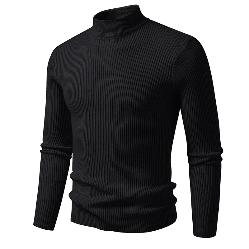 Mens Mock Neck Pullover Sweater High Neck Turtleneck Long Sleeve