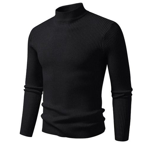 Mens Mock Neck Pullover Sweater High Neck Turtleneck Long Sleeve