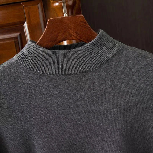 Autumn Mens Mock Turtleneck Knitwear Sweater Outdoor Half Neck Solid