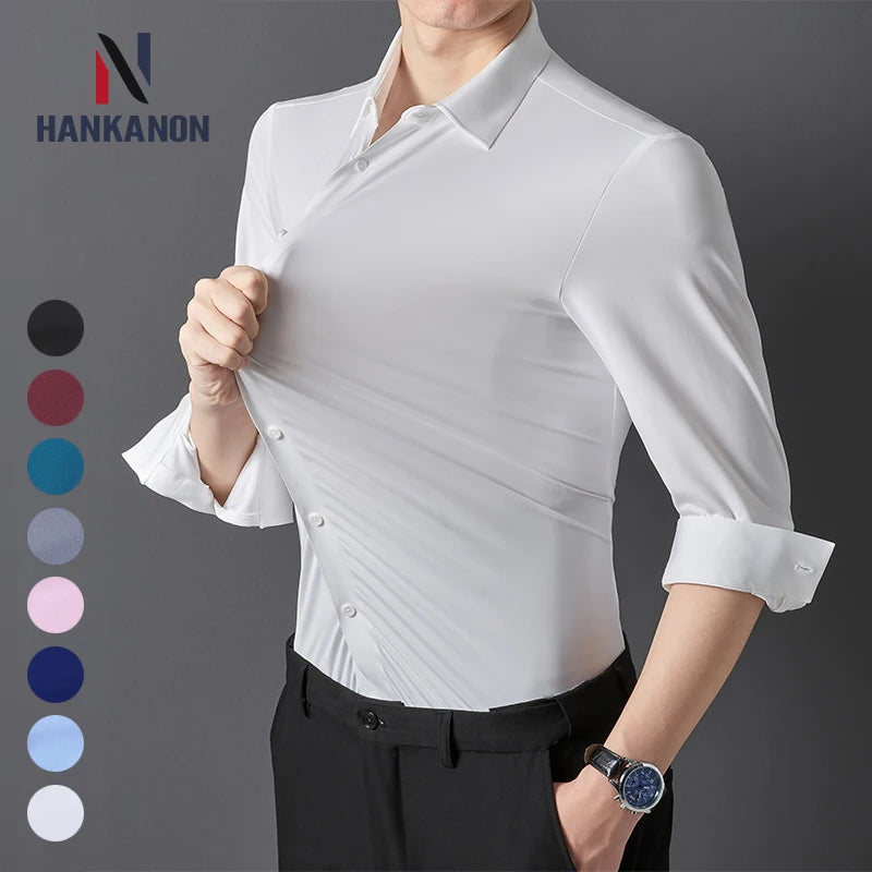 Premium Men's Ultra-Stretch Shirt - High-Quality Silky Business Formal