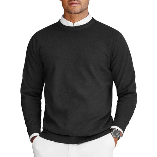 New Mens Crew Neck Pullover Sweaters Long Sleeve Lightweight Knit