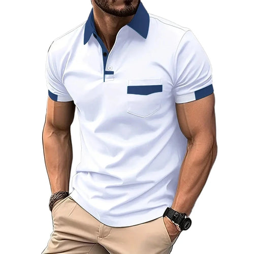 Summer Men's Short Sleeve T Shirts Solid Color Polo Shirt Breathable