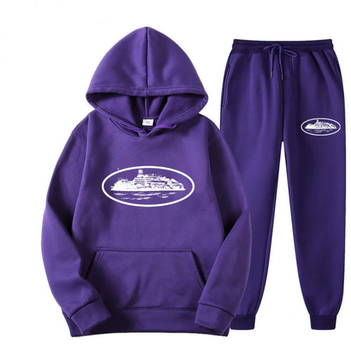 NICE Loose Unisex Fleece-lined Printed Sweatshirt Hoodie Set Devil