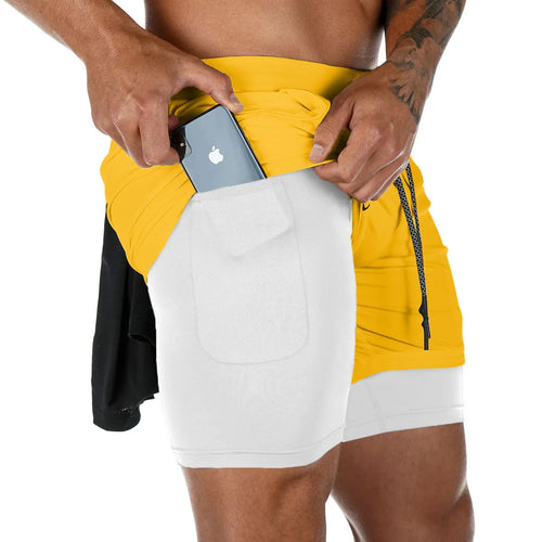 Men's Performance Shorts Soild Color 2 in 1 Gym Shorts Compression