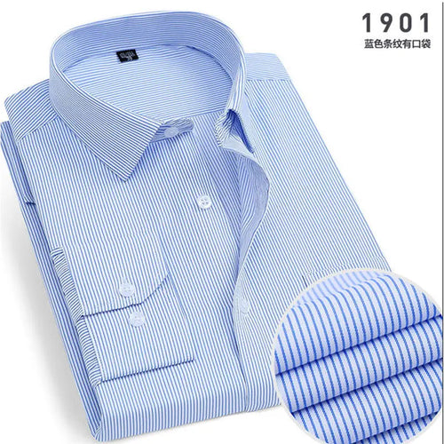 Men's long-sleeved shirt business casual solid color striped plaid