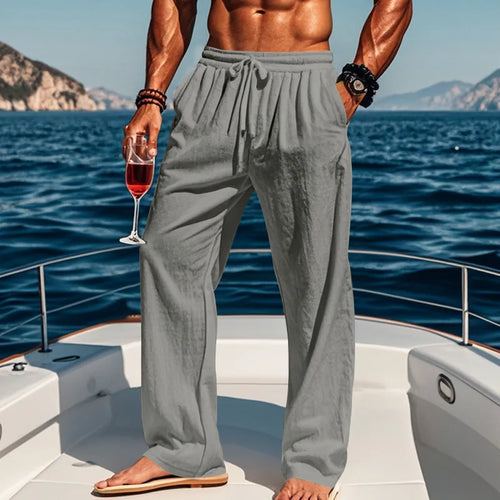 Men's 16-Color Breathable Linen Yoga Pants Loose Casual Sportswear for