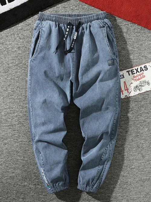 Big Size Men's Jogger Jeans 6XL 7XL 8XL Streetwear Black Blue Casual