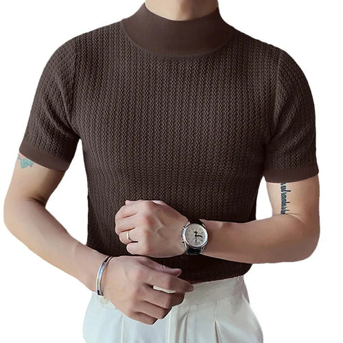 Summer new casual simple knitted base shirt European and American