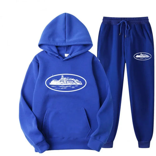 NICE Loose Unisex Fleece-lined Printed Sweatshirt Hoodie Set Devil