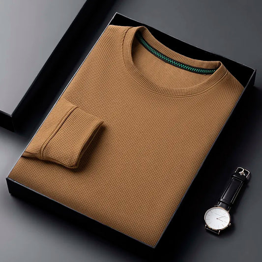 Men's Casual Waffle Round Neck T-shirt Breathable, Comfortable, and