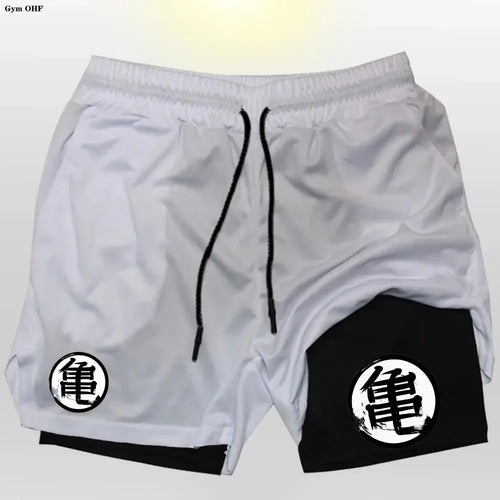 Goku Anime Running Shorts Men Fitness Gym Training 2 in 1 Sports
