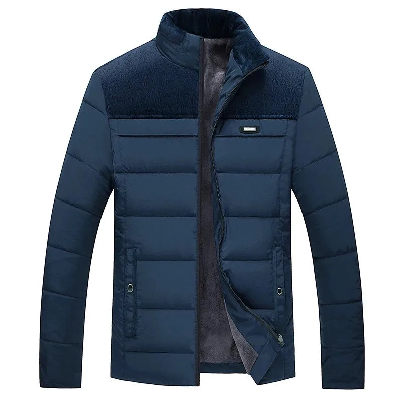 Puffer Jacket Men's Plush Thickened Parkas Stand Collar Jacket Men's