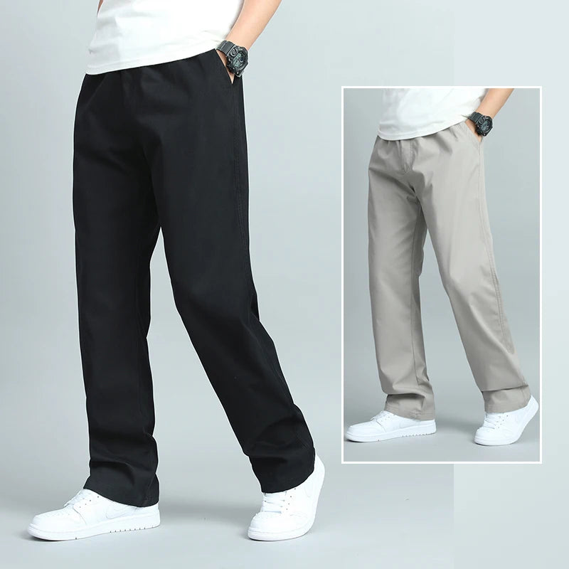 Big Size Men's Casual Cotton Trousers Loose Fit Straight Pants Multi
