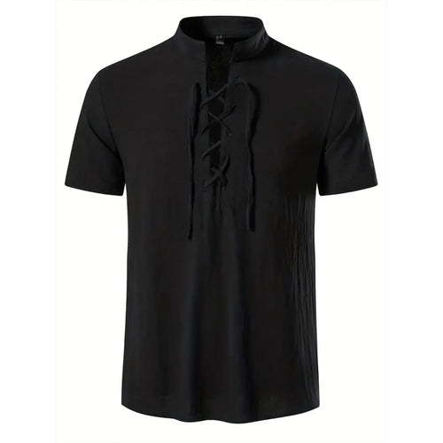 Men's Retro Shirt Short Sleeve Cotton Linen Lightweight Breathable