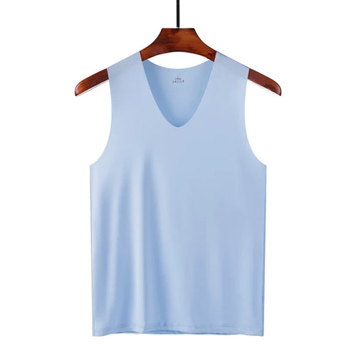 Silk Tank Tops Seamless Mens Vest Sleeveless Sport Bodysuit Vest For