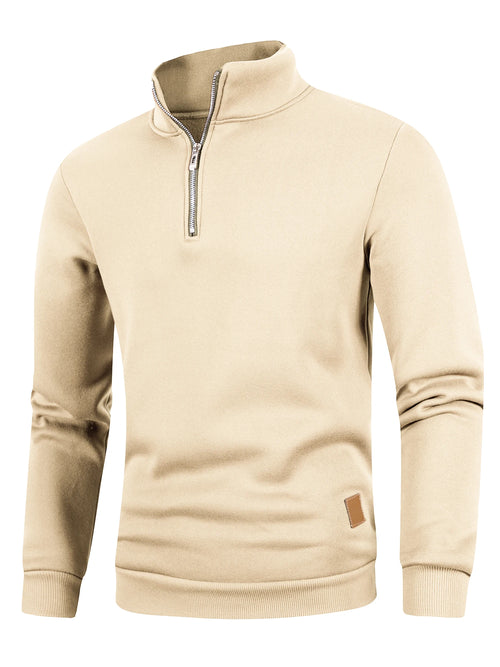 Men's Quarter Zip Up Long SleeveSlim Fit Lightweight Mock Neck