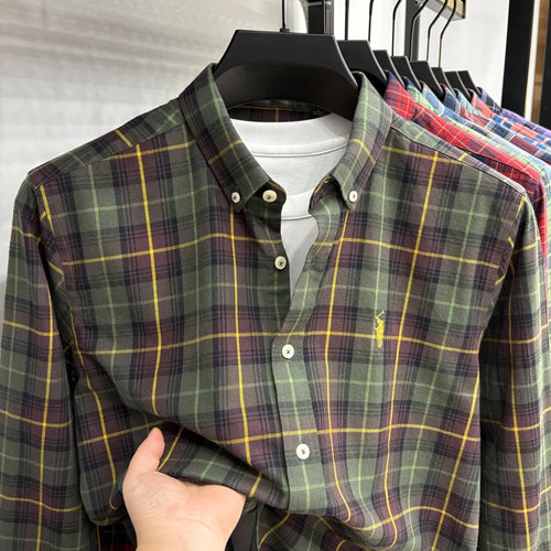 Luxury Brand Embroidery 100% Cotton Long Sleeved Shirt Men's New Shirt