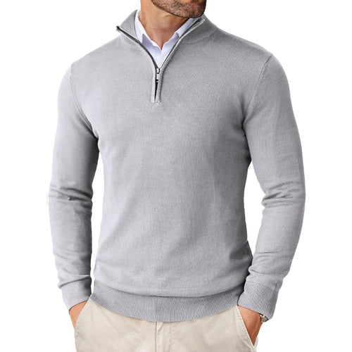 Men's Quarter Zip Up Sweaters Slim Fit Lightweight Mock Neck Pullover