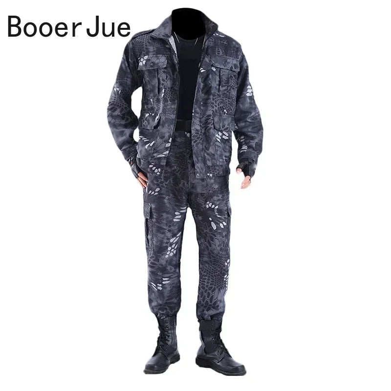 Black Python Pattern Wear-resistant Overalls Labor Insurance Cloth