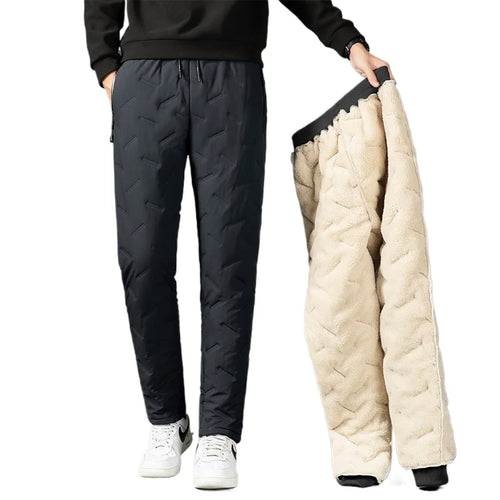 Men Plush Thick Fleece Waterproof Sweatpant Winter Windproof Casual