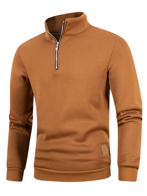 Autumn Men's Zipper Pullover Turtlenecks Warm Sweaters Solid Color