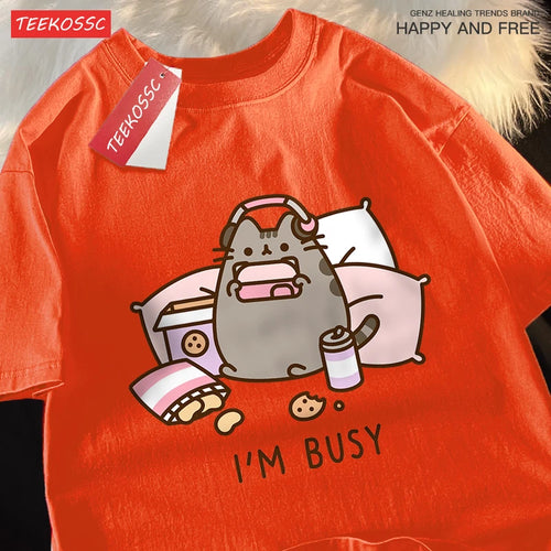 Sorry I'M Busy Cat Playing Games With Headphones Man T Shirt High