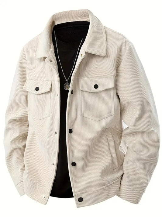 The 2025 new autumn corduroy jacket for men with a lapel, a trendy