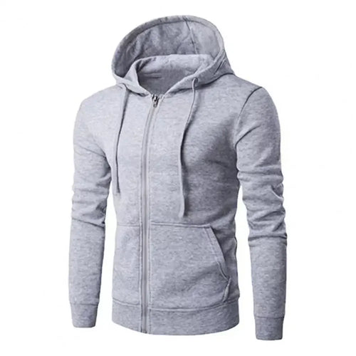 Men's Fashion Fleece Zipper Sweatshirt Loose Casual Hoodie for Spring