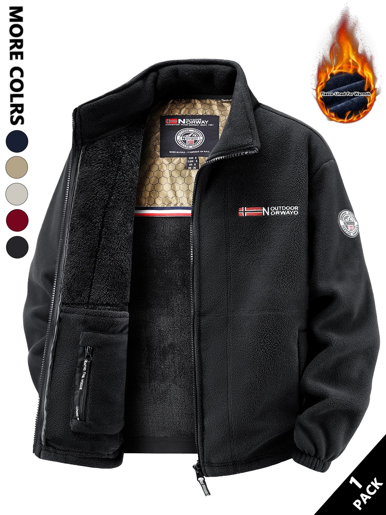 Men's Fleece Jacket, Soft and Skin-Friendly, Heat-Retaining and