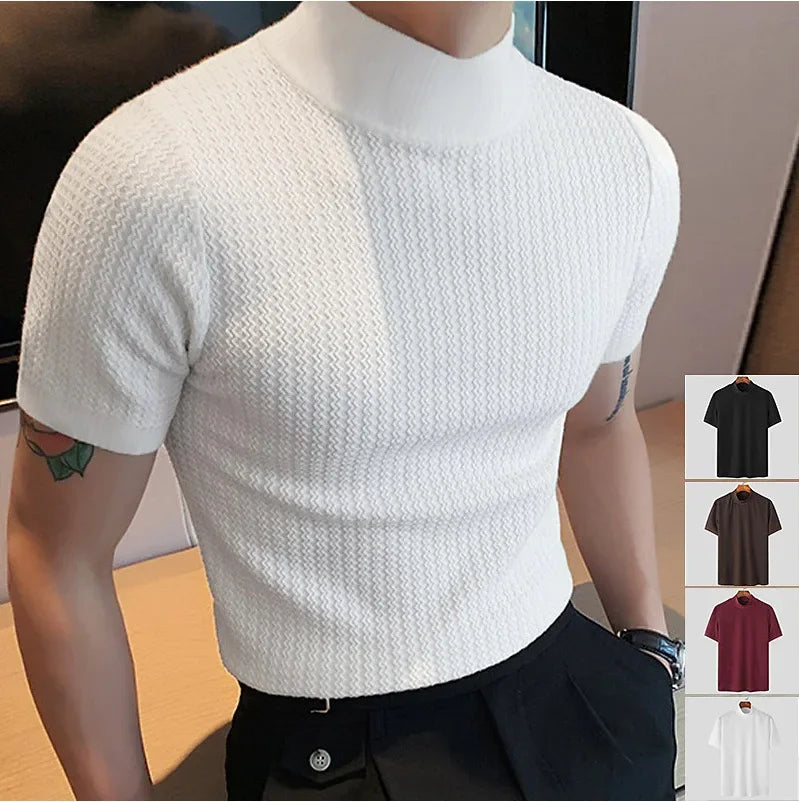 Summer new casual simple knitted base shirt European and American